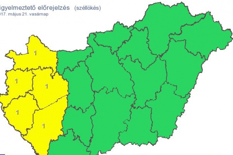 Erős széllökésekre figyelmeztet a meteorológiai szolgálat